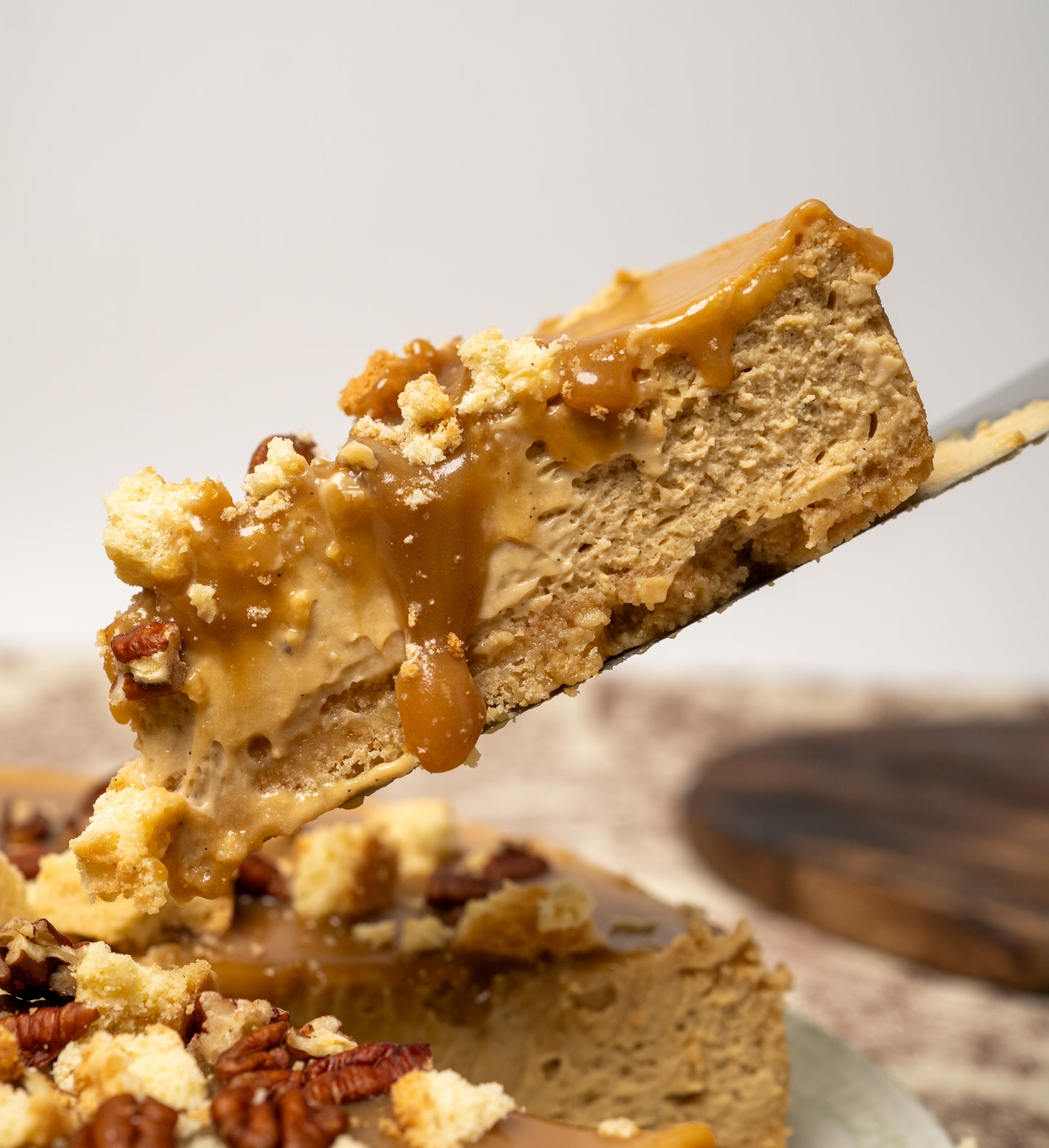 Tarta de queso de caramelo salado