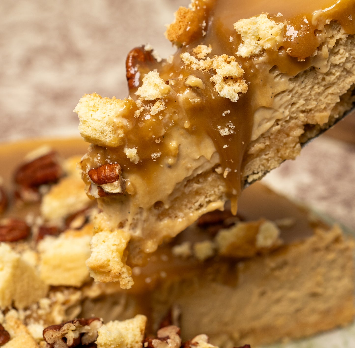 Tarta de queso de caramelo salado